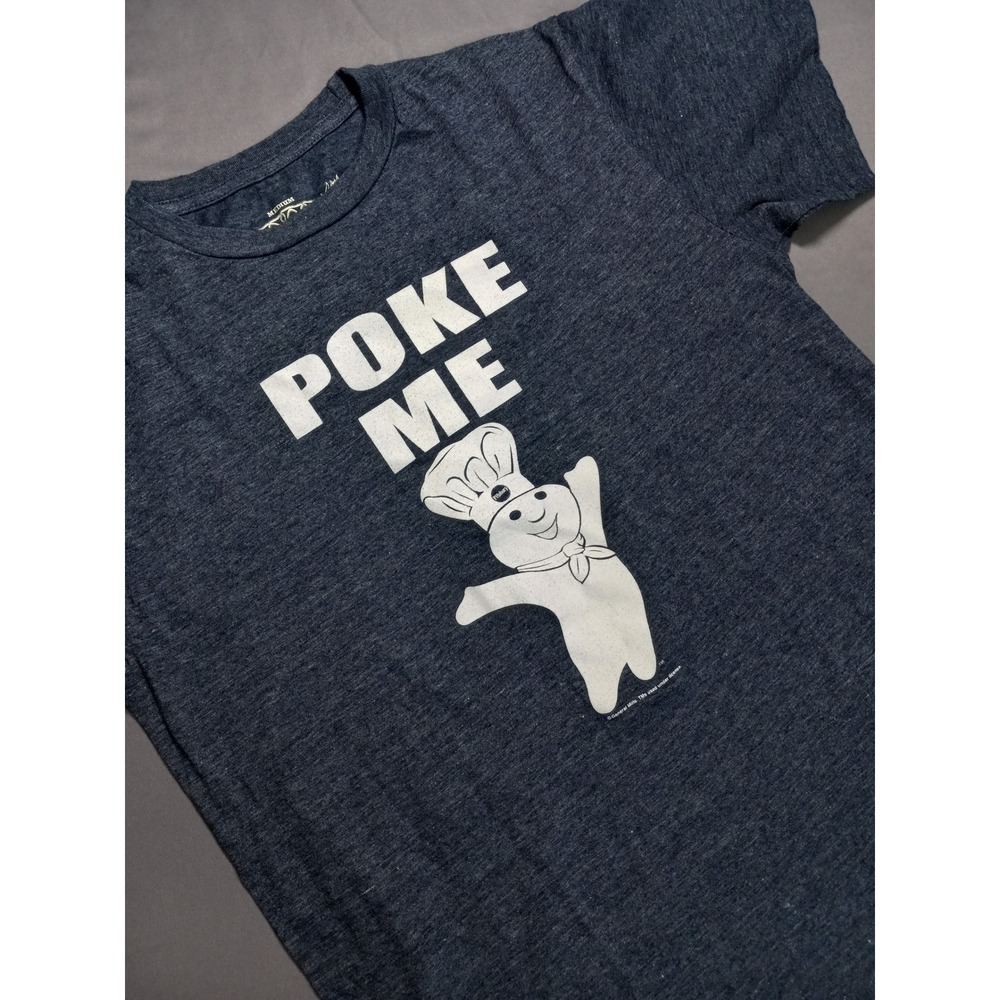 Savvy Pillsbury Doughboy Poke Me Graphic T-Shirt Mens Medium Heather Navy Blue